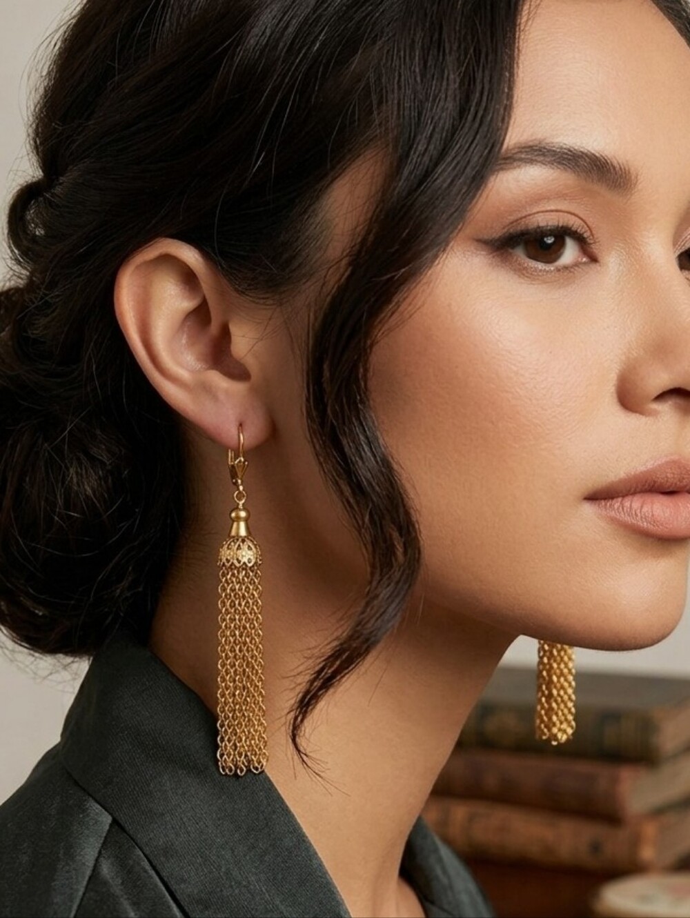 Vintage Gold Tone Chandelier Earrings